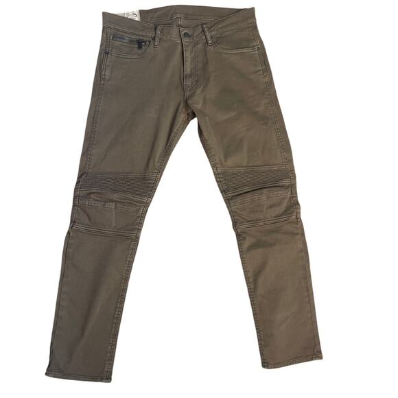Polo Ralph‎ Lauren Men’s Stretch Olive Green Moto Jeans Size 32x30 - Picture 4 of 10